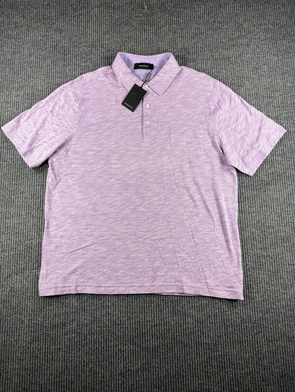 NWT Bugatchi Polo Mens XL Short Sleeve Heathered Lilac 100% Cotton Luxury - Picture 3 of 8